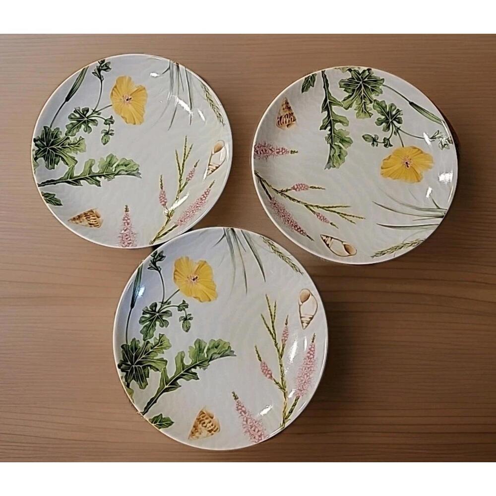(3) Spode Shoreline Canape Plate Breeze Yellow Poppy Design 2007 / 6.5"